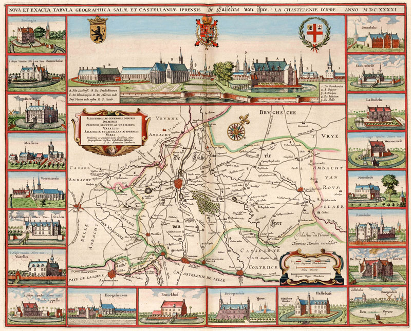 Ieper + omgeving + kastelen 1641 Blaeu